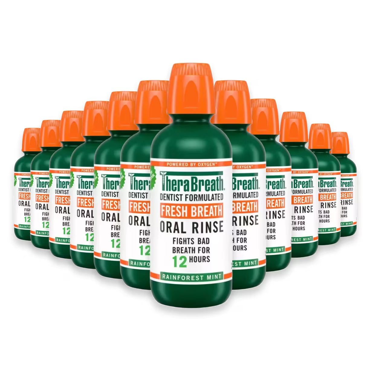 TheraBreath Rainforest Mint Oral Rinse – 16 oz – 12 Pack