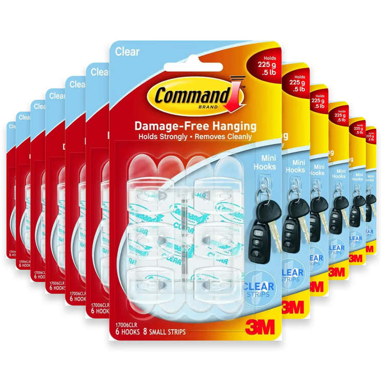3M Command Mini Clear Hooks - 6ct - 36 Pack | 3M - Wholesale