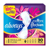 Always Radiant FlexFoam Pads with Wings, Scented, Size 1  30 Ct – 6 Pack