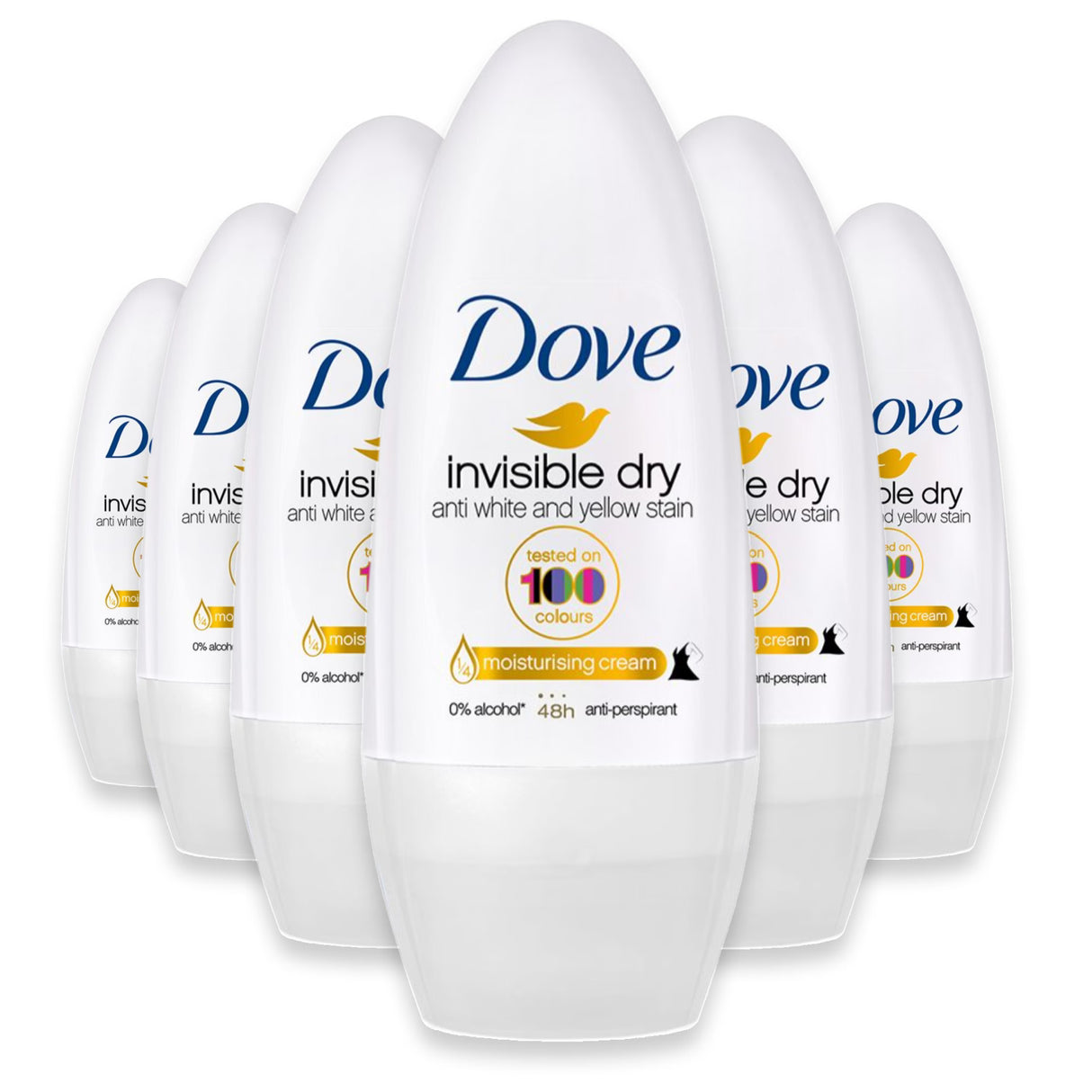 Dove Invisible Dry Antiperspirant Deodorant Roll-On, 40 ml – 6 Pack