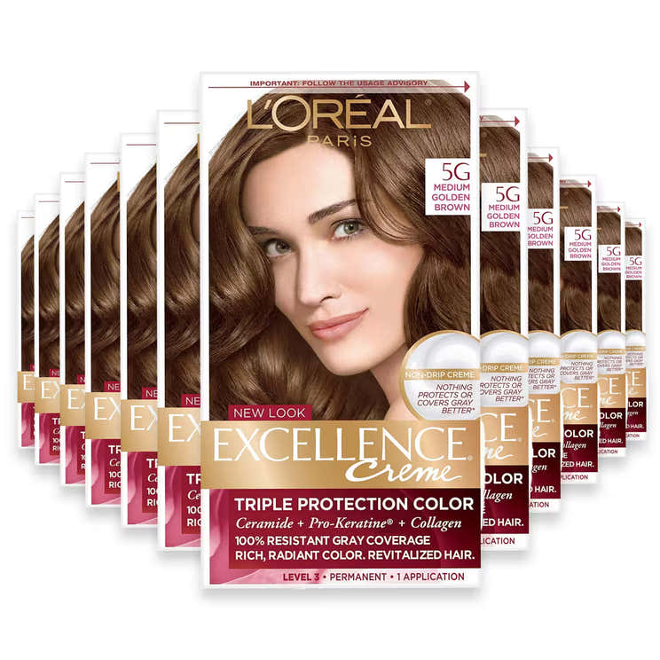 L'Oréal Paris Excellence Crème 5G Medium Golden Brown Permanent Hair Color Kit - 12 Pack | L'oreal - Pre Order