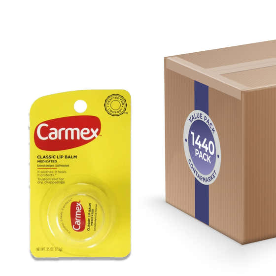 Carmex Classic Medicated Lip Balm - Soothes and Protects Dry Lips, 0.25 oz Jars - 1440 Pack | Carmex - Carmex