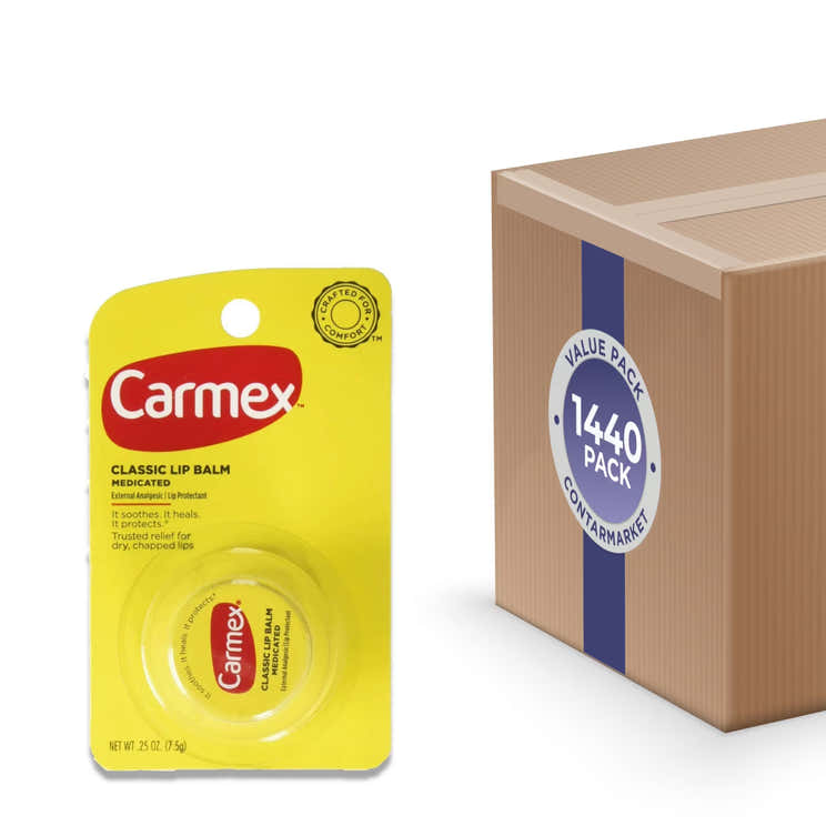 Carmex Classic Medicated Lip Balm - Soothes and Protects Dry Lips, 0.25 oz Jars - 1440 Pack | Carmex - Volume Discount