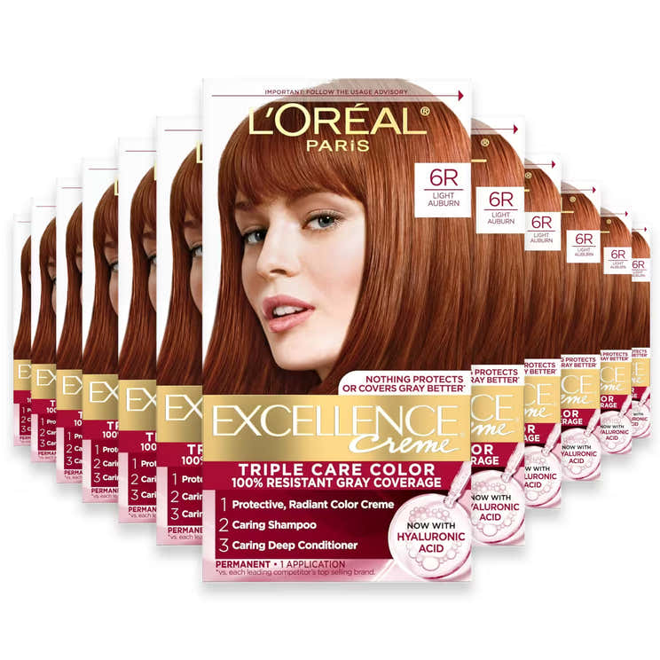 L’Oréal Excellence Creme Hair Color, #6R Light Auburn - 12 Pack | L'oreal - Pre Order