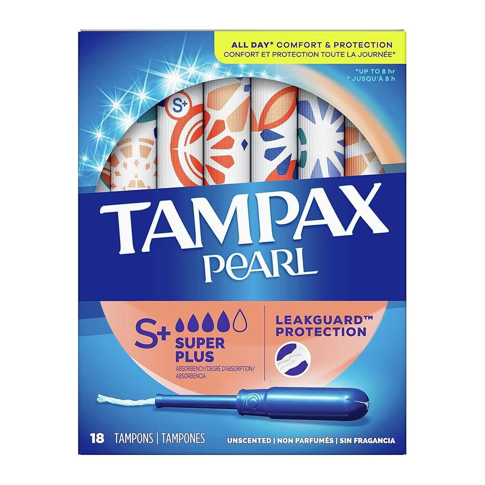 Tampax Pearl Tampons Super Plus, Unscented - 18 Ct - 12 Pack