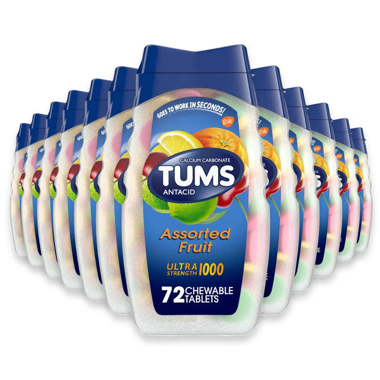 TUMS Ultra Strength Antacid Tablets Assorted Fruit, 72 Ct - 24 Pack | Tums - Pre Order