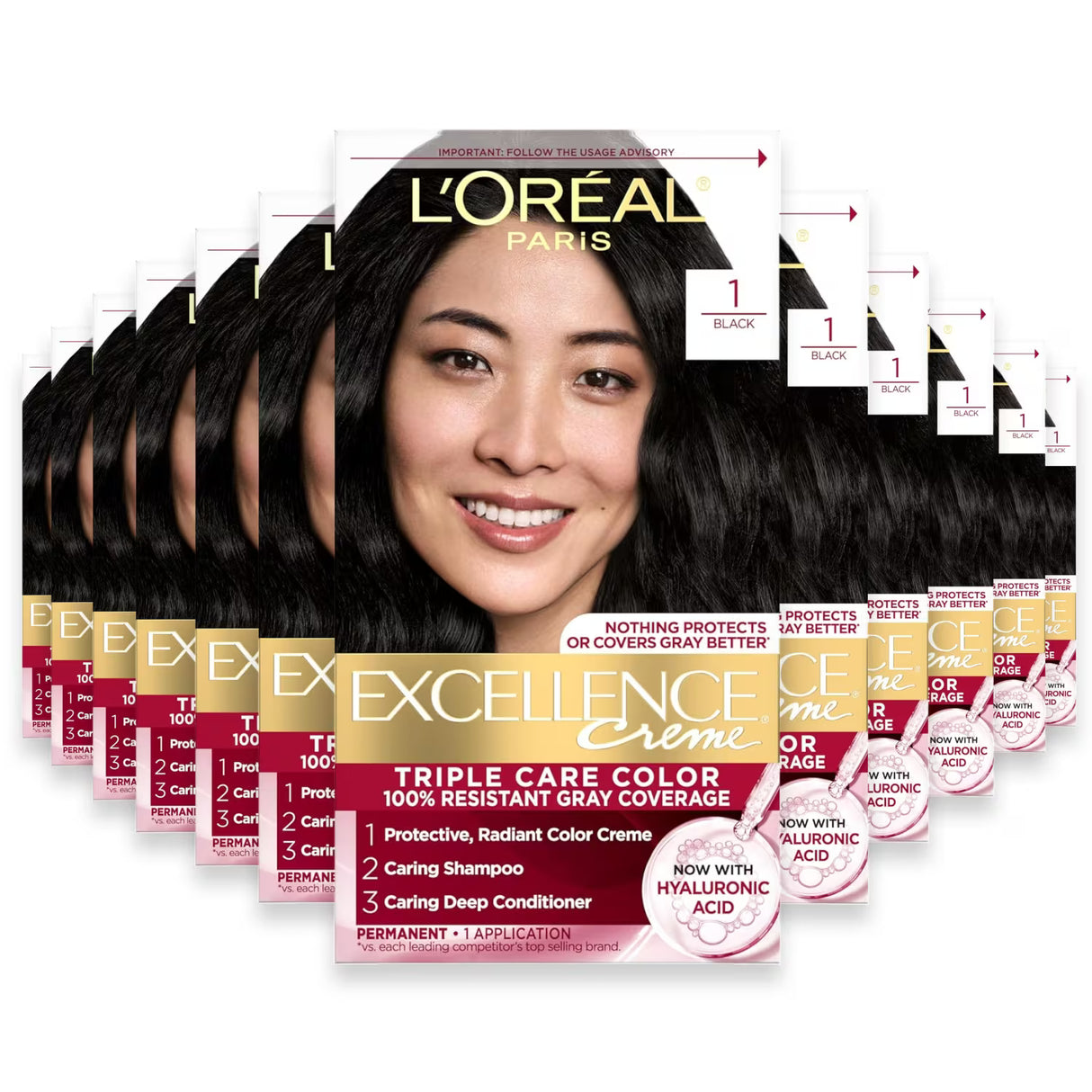 L’Oréal Excellence Creme Hair Color Kit, #1 Black - 12 Pack