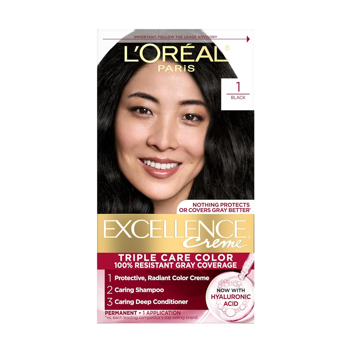 L’Oréal Excellence Creme Hair Color Kit, #1 Black - 12 Pack
