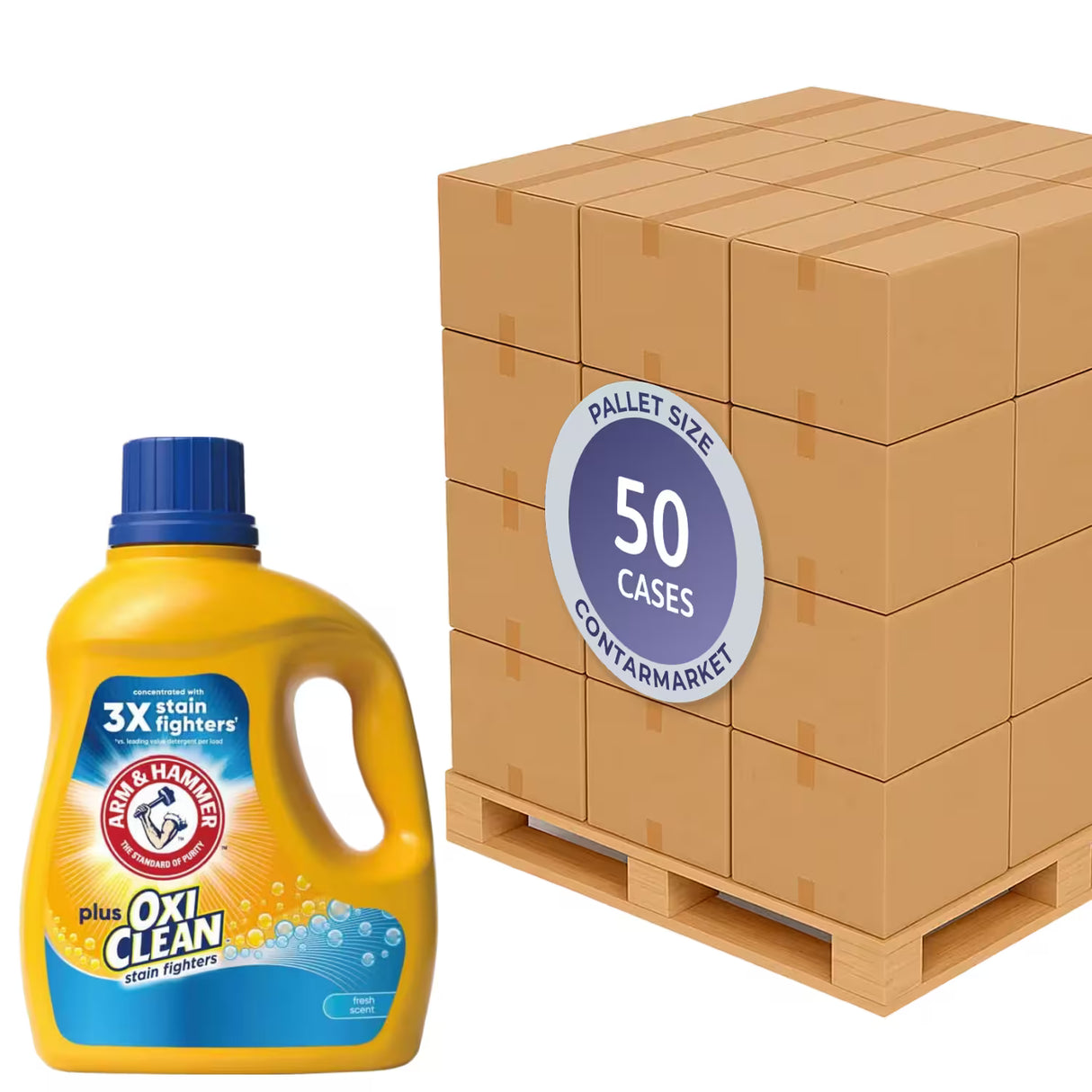 Arm & Hammer Plus OxiClean Stain Fighters Liquid Laundry Detergent – 45.5 fl oz – 8 Pack - 50 cases pallet