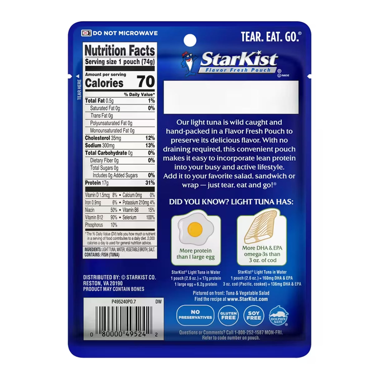 StarKist Chunk Light Tuna in Water Pouch – 2.6 oz – 24 Pack