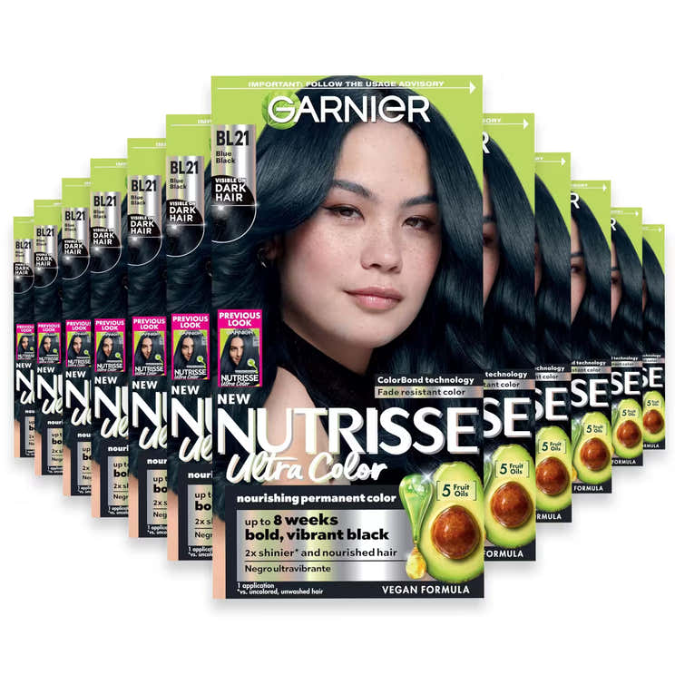 Garnier Nutrisse Ultra Color Permanent Hair Color Kit, #BL21 Ultimate Blue Black - 12 Pack | Garnier - Pre Order