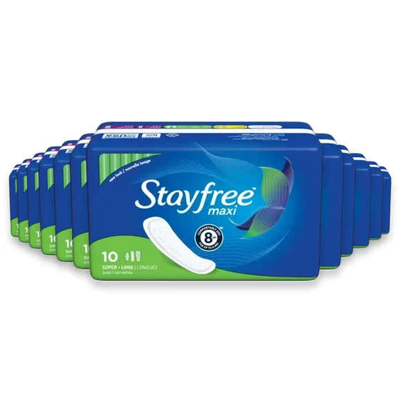 Stayfree Maxi Pads Super Absorbency – 10 Count – 12 Pack | Stayfree - Feminine Care