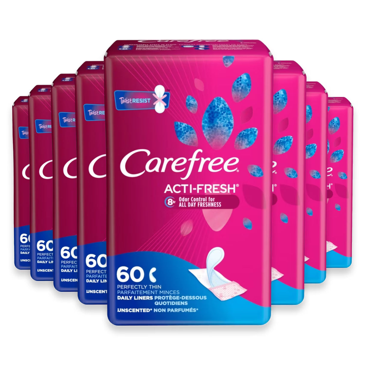 Carefree Thin Unscented To Go Panty Liners - 60 Ct - 8 Pack