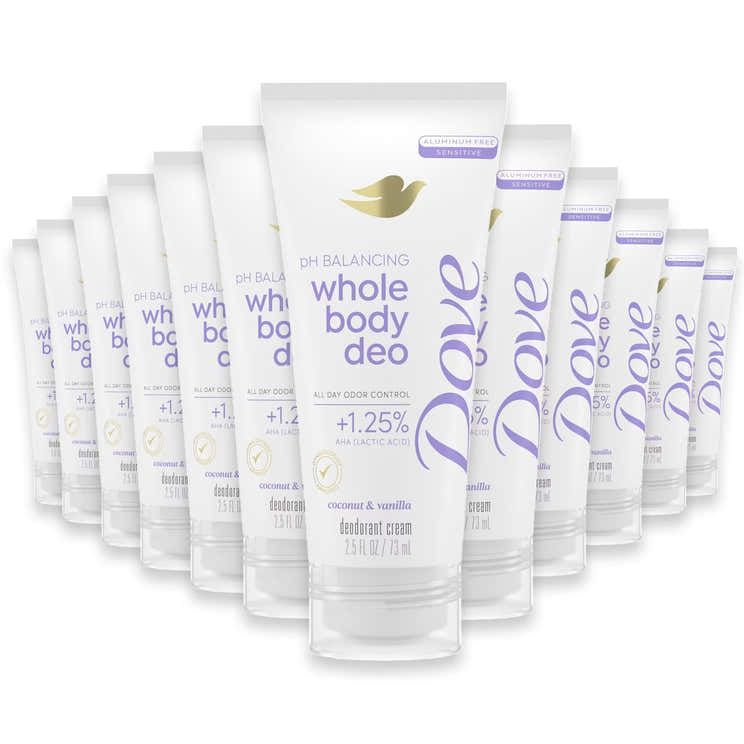 Dove Whole Body Deodorant Coconut Vanilla, 2.5 oz - 12 Pack | Dove - Pre Order