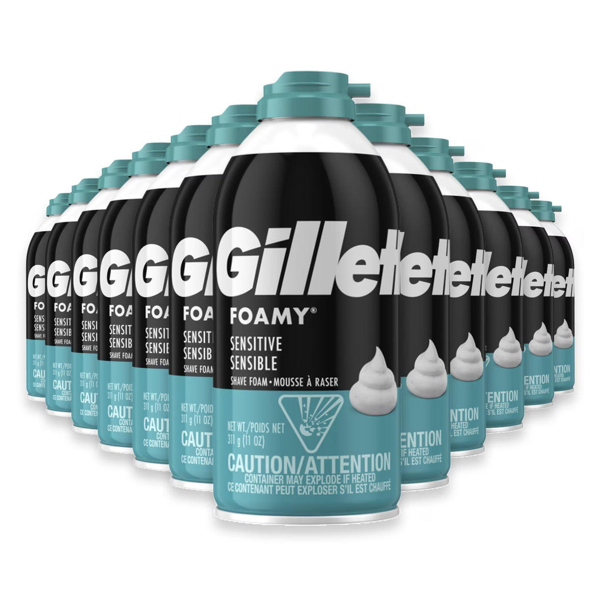Gillette Foamy Sensitive Shaving Foam, 11 oz - 12 Pack – Contarmarket