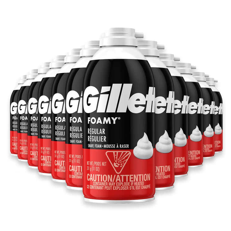 Gillette Foamy Shaving Cream, Regular, 11 oz - 12 Pack | Gillette - Pre Order