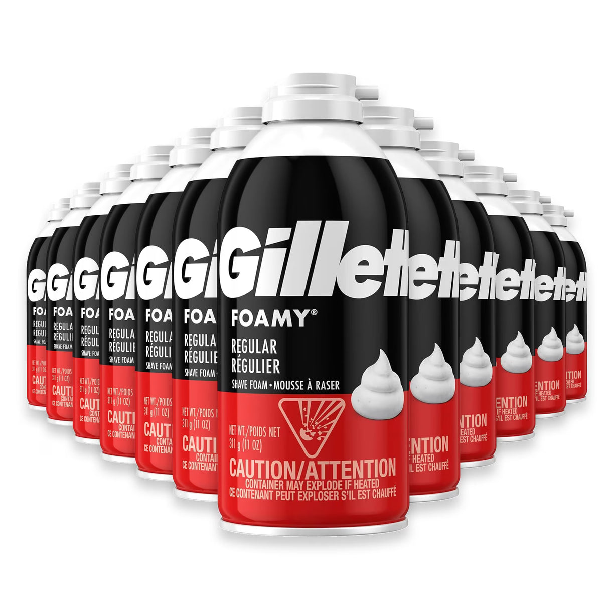 Gillette Foamy Shaving Cream, Regular, 11 oz - 12 Pack – Contarmarket