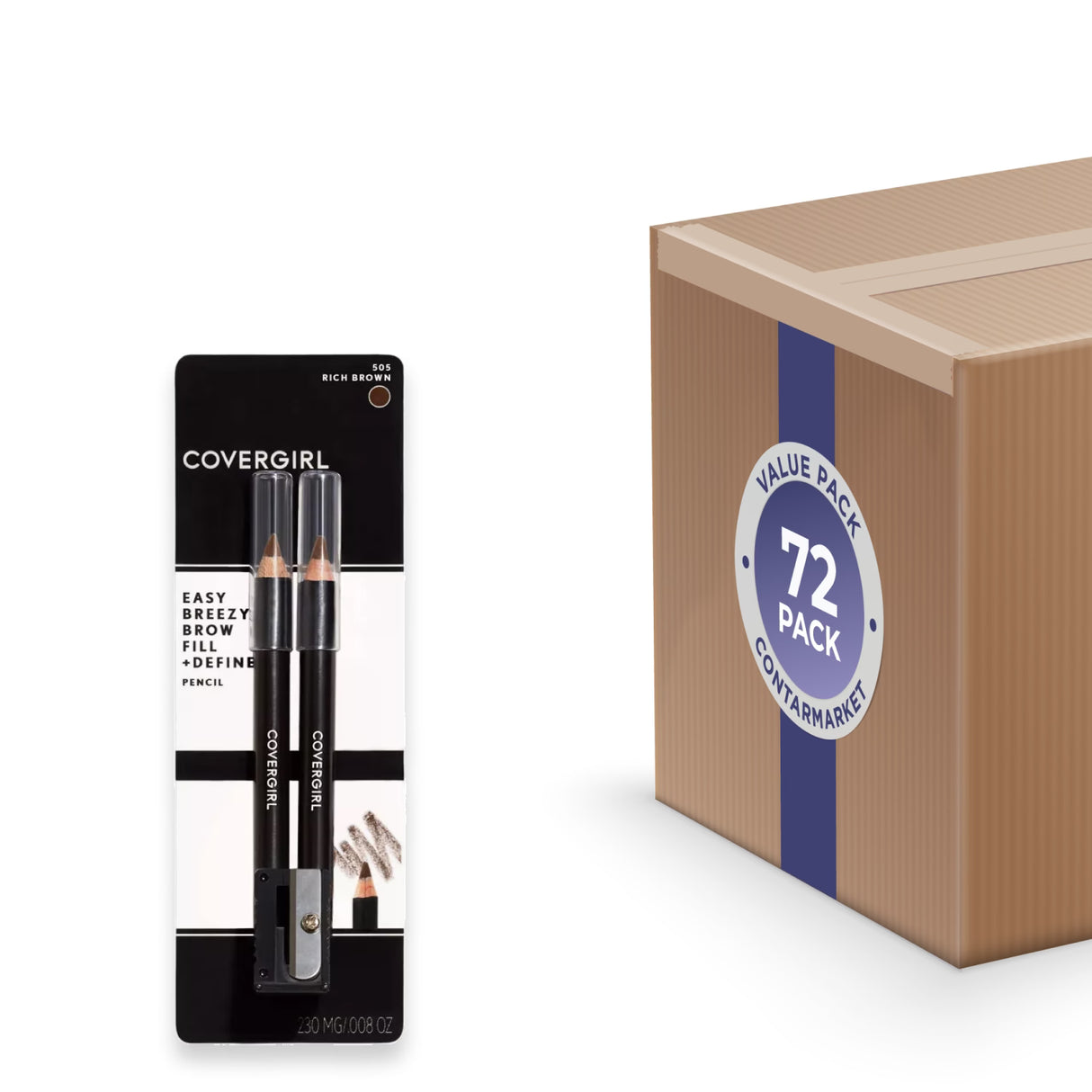 CoverGirl Easy Breezy Eyebrow Pencil #505 Midnight Brown - 72 Pack