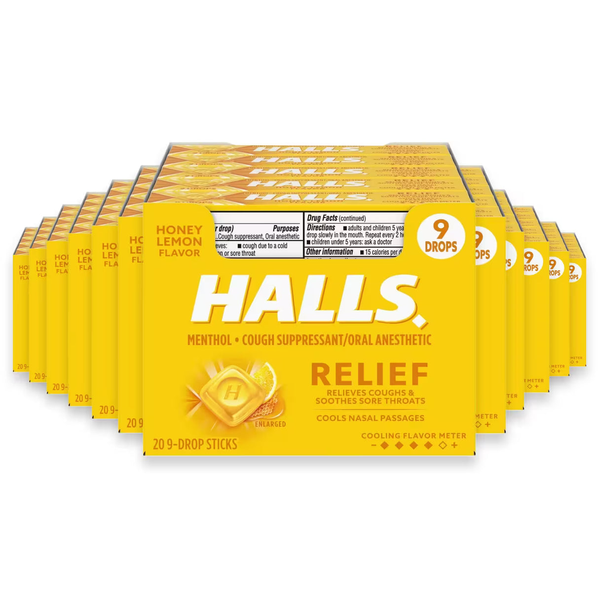 HALLS Relief Honey Lemon Cough Drops Sticks – 9 Ct – 480 Pack