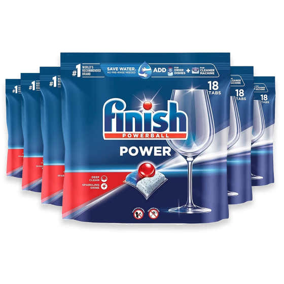 Finish Power Dishwasher Tabs - 18ct - 6 Pack | Finish - Cleaning Supplies