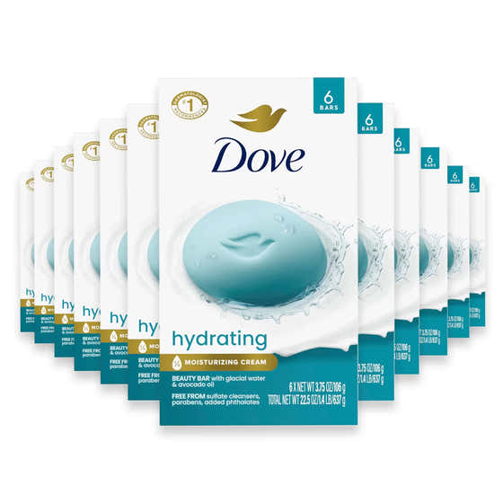Dove - Beauty Bar Soap Hydrating Glacial Water and Avocado Oil, 3.75 oz - 6 Ct - 12 Pack | Dove - Dove