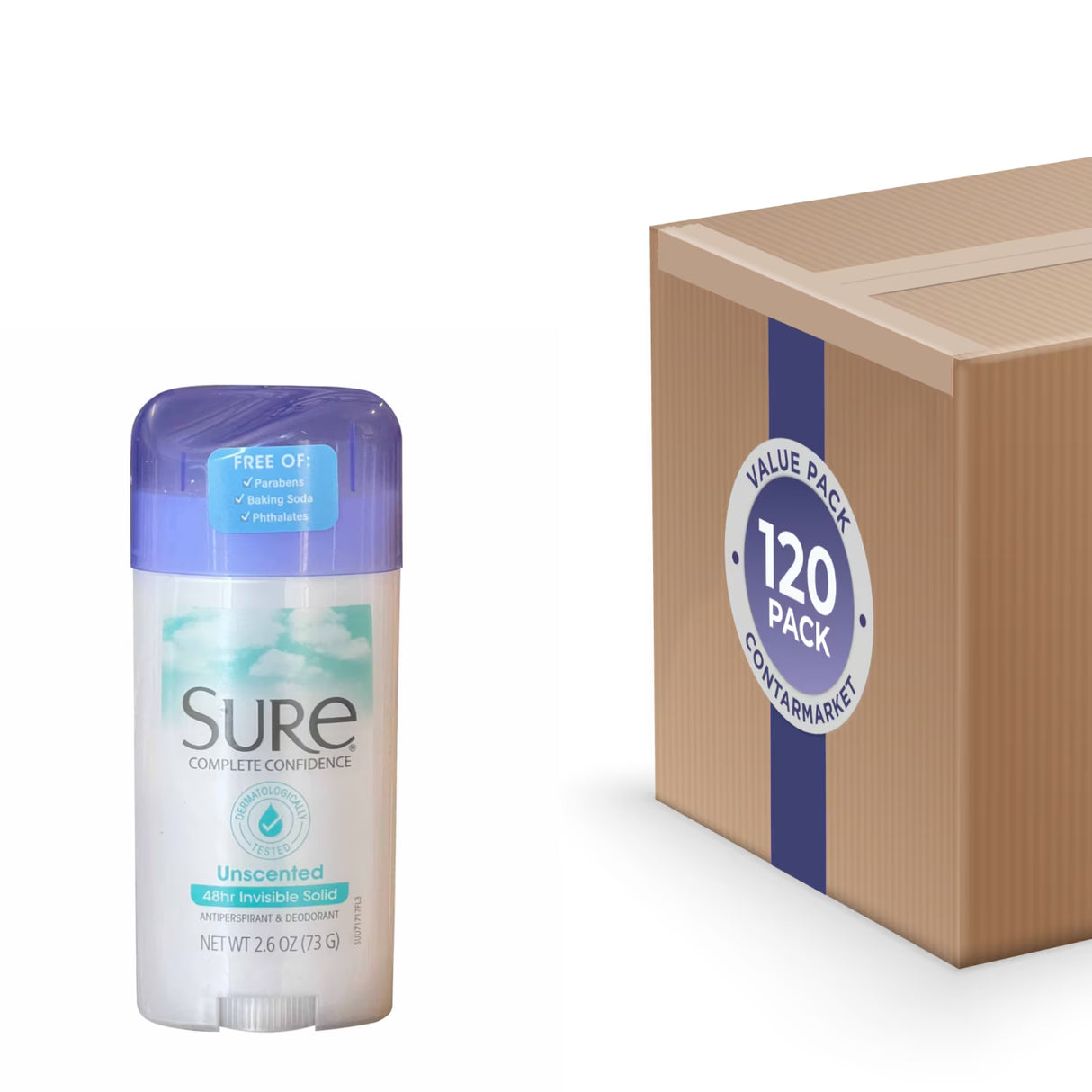 Sure Invisible Solid Anti-Perspirant and Deodorant, Unscented - 2.6 oz - 120 Volume Pack