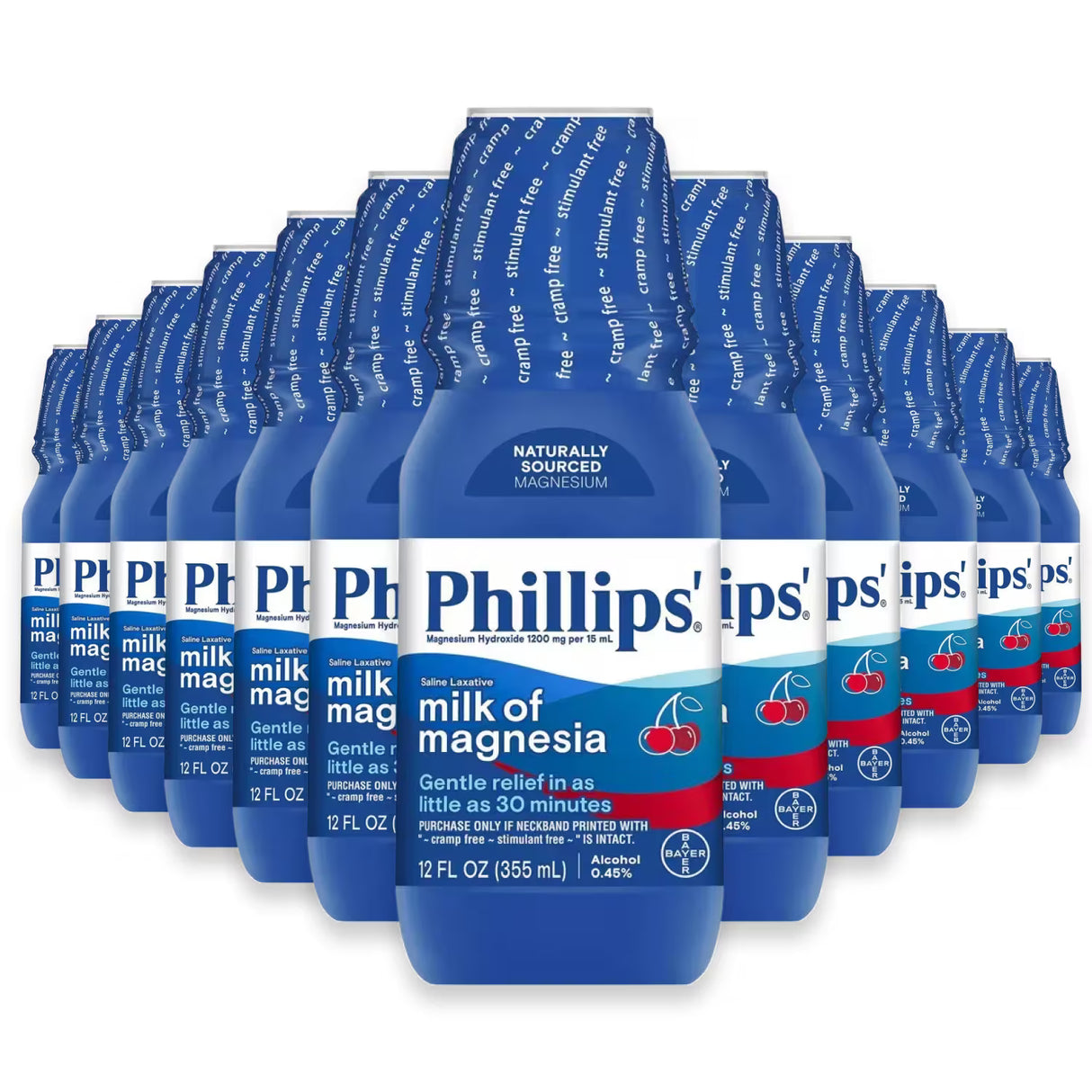 Phillips’ Milk of Magnesia Liquid Laxative Wild Cherry – 12 oz – 12 Pack
