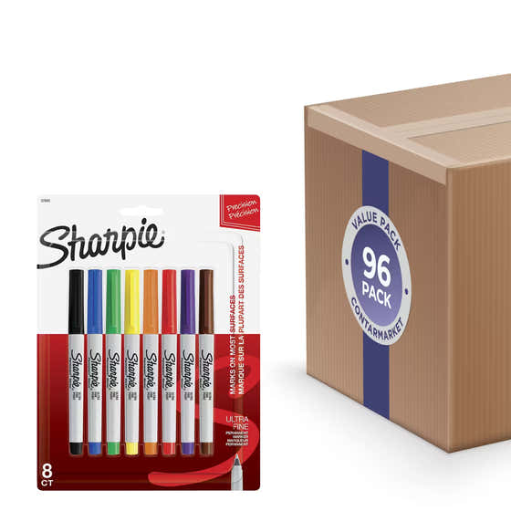 Sharpie Permanent Markers Ultra Fine Point Classic Colors 8 Count - 96 Pack | Sharpie - Volume Discount