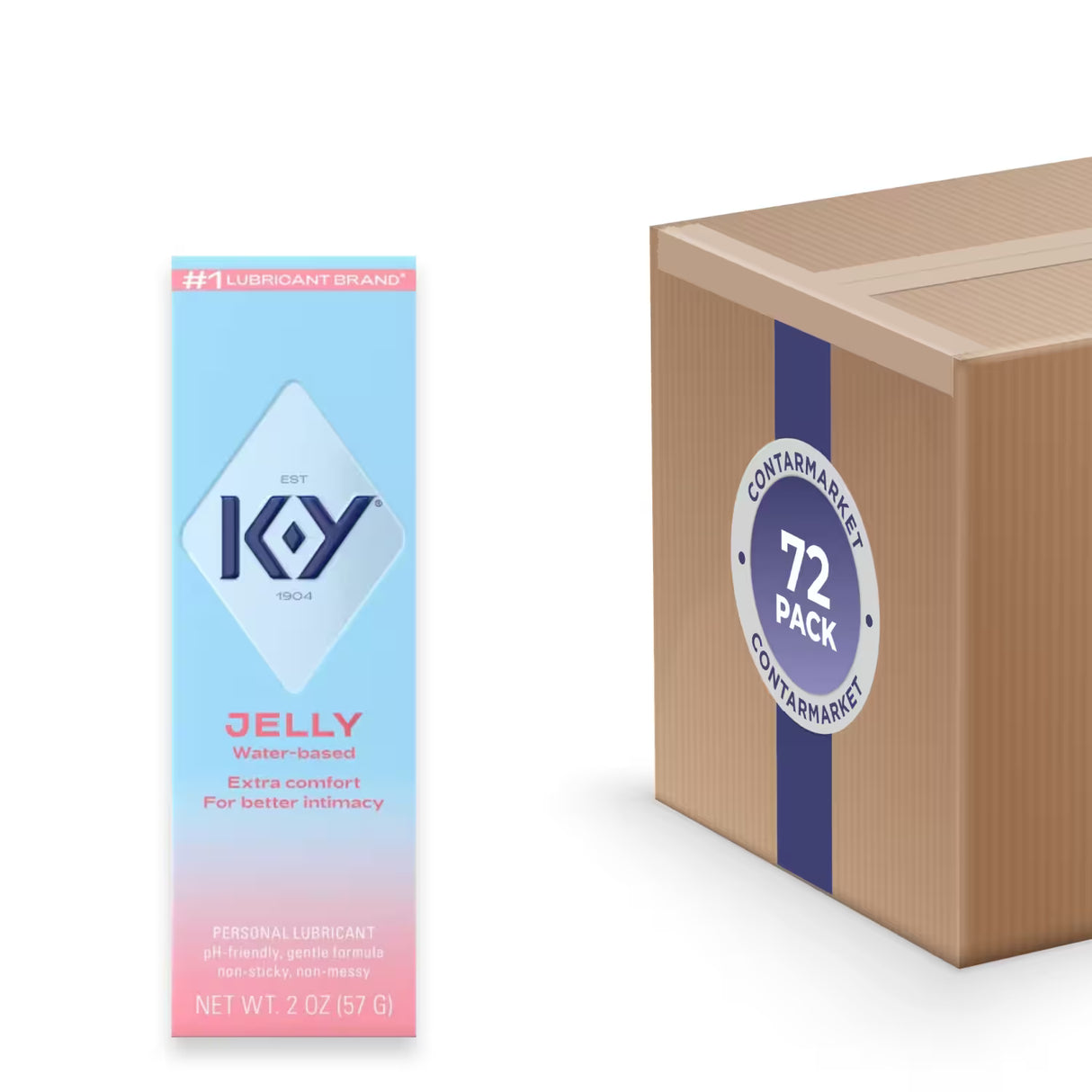 K-Y Jelly Water-Based Lubricant, 2 oz - 72 Pack