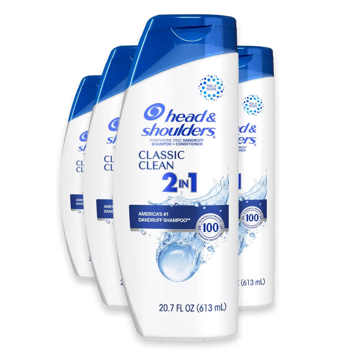 Head & Shoulders Classic Clean Anti-Dandruff 2-in-1 Shampoo and Conditioner - 20.7 oz - 4 Pack