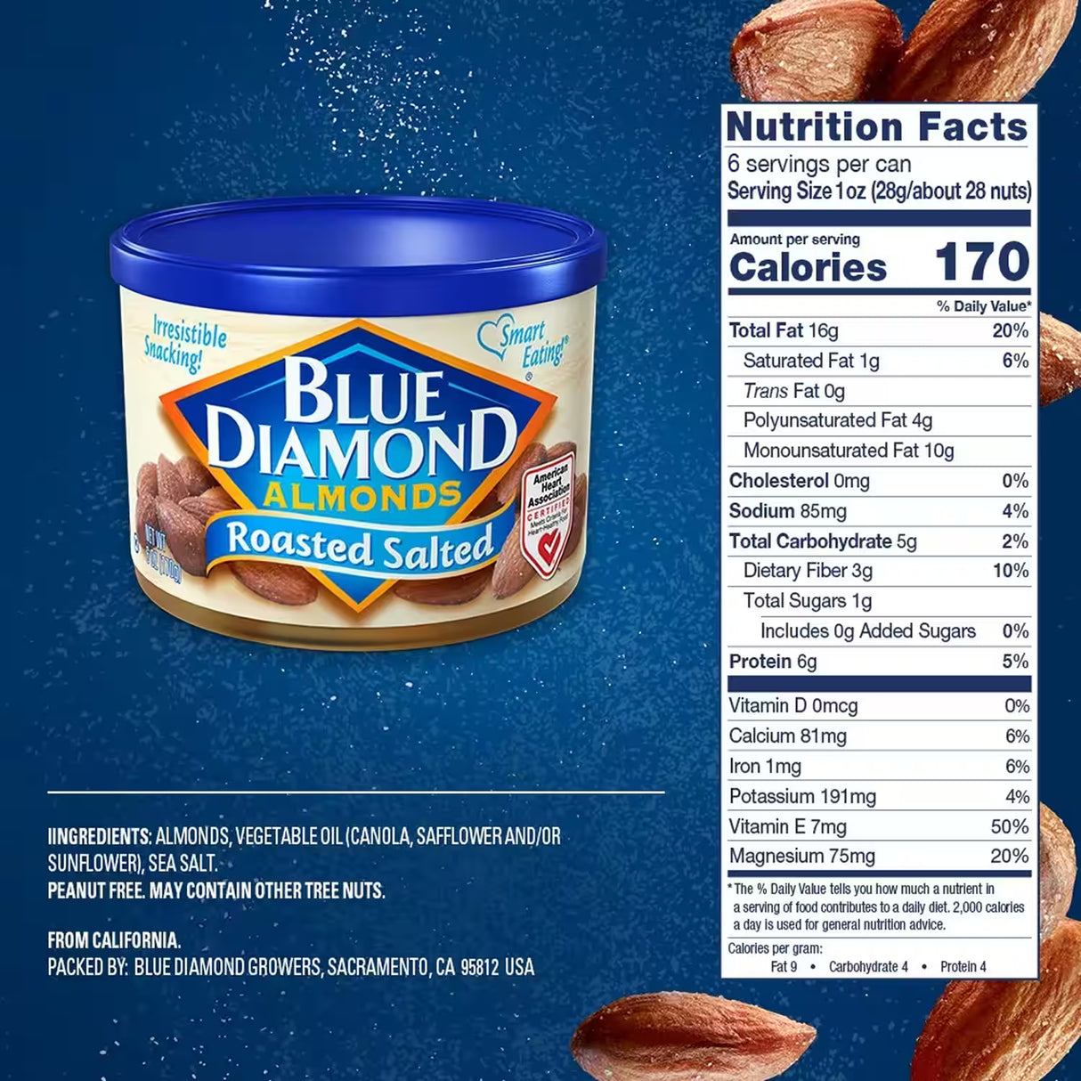 Blue Diamond - Roasted Salted Almonds - 6 oz - 12 Pack