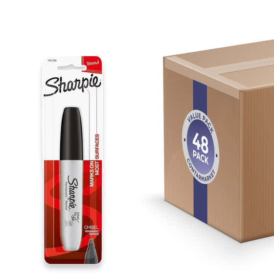 Sharpie - Permanent Marker, Chisel Tip, Black - 48 Pack | Sharpie - Volume Discount