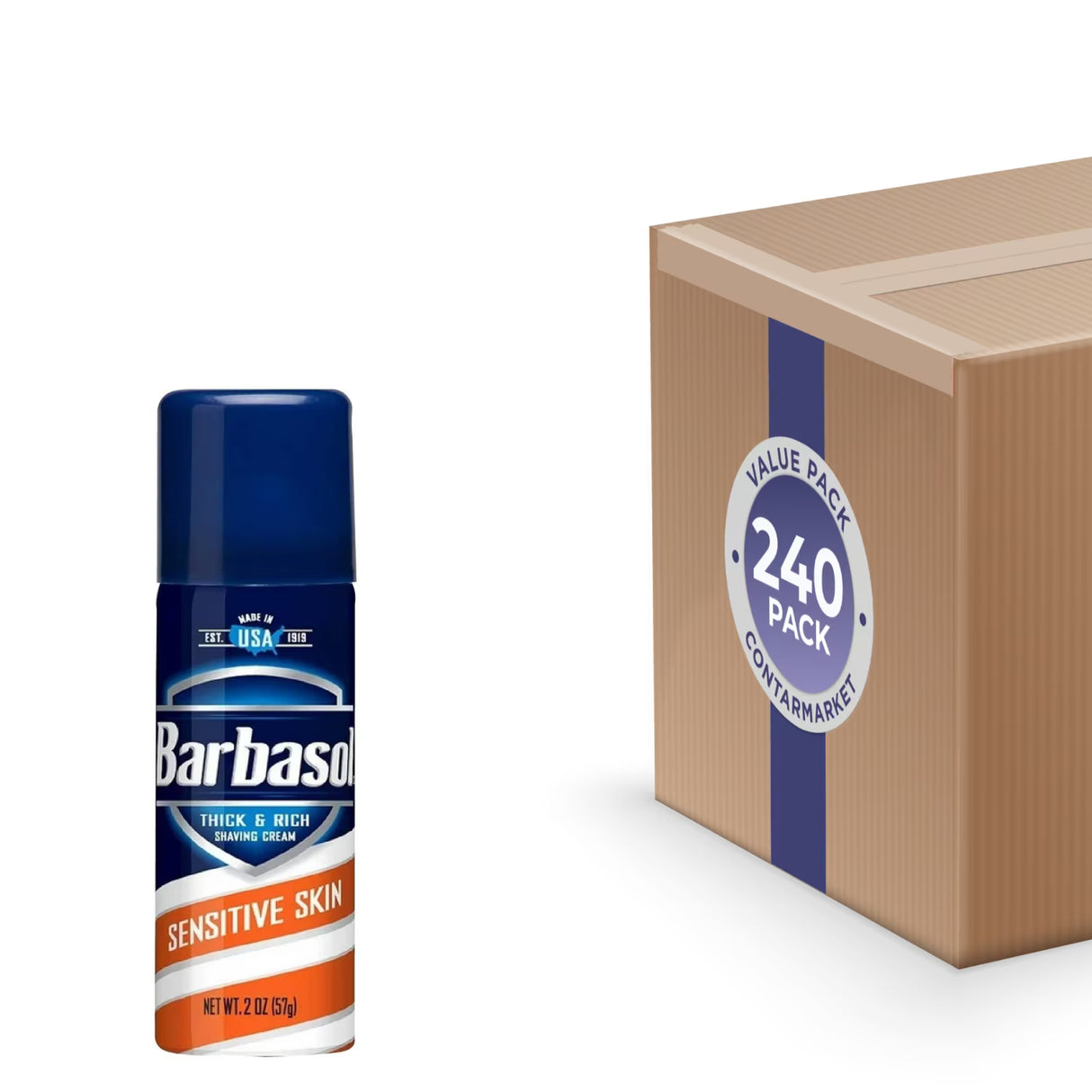 Barbasol Shave Cream Sensitive Skin – 2 oz – 240 Volume Pack