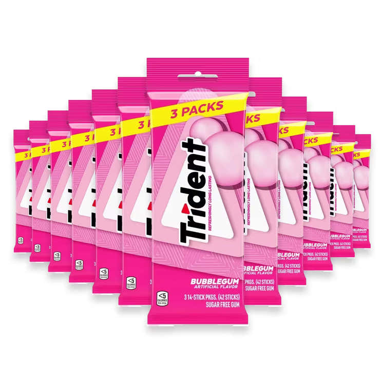 Trident Sugar Free Gum Bubblegum Flavor – 42 Pieces  – 20 Pack | Trident - Pre Order