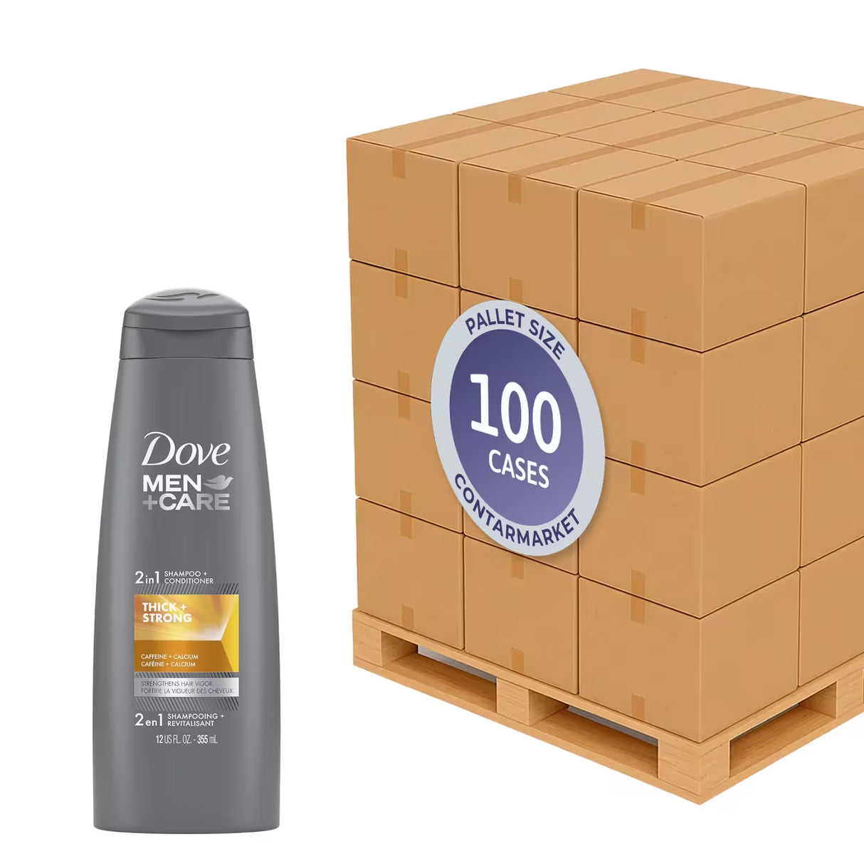 Dove Men+Care Thick & Strong 2-in-1 Shampoo + Conditioner – 12 fl oz – 6 Pack - 100 cases pallet