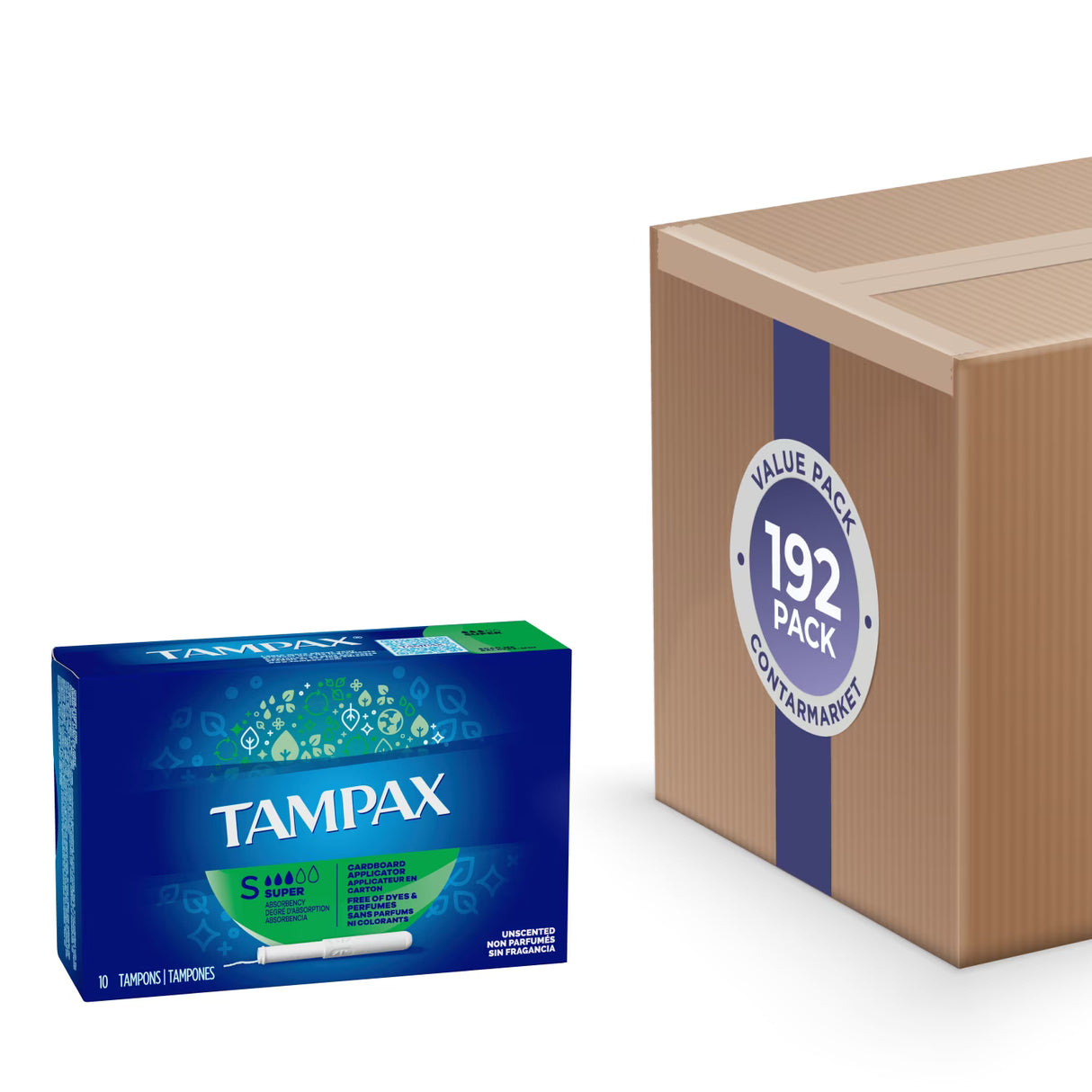 Tampax Tampon Super Feminine 10 Ct Each - 192 Pack