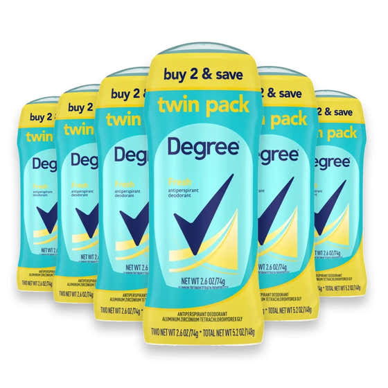 Degree - Women, Antiperspirant Deodorant, Fresh, Twin Pack - 5.2 Oz - 6 Pack | Degree - Wholesale