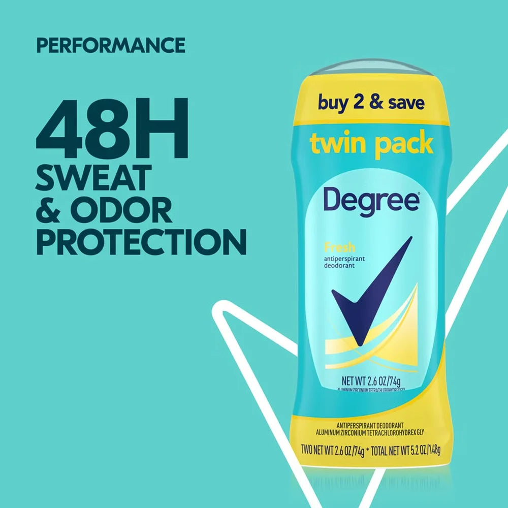 Degree - Women, Antiperspirant Deodorant, Fresh, Twin Pack - 5.2 Oz - 6 Pack