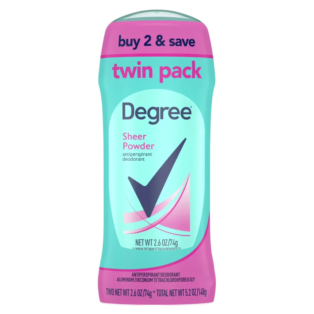 Degree - Women, Antiperspirant Deodorant, Sheer Powder, Twin Pack - 5.2 Oz - 6 Pack