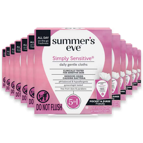 Summer’s Eve Simply Sensitive 5-in-1 Feminine Cleansing Cloths - 12 Ct - 12 Pack | Summers eve - Feminine Care