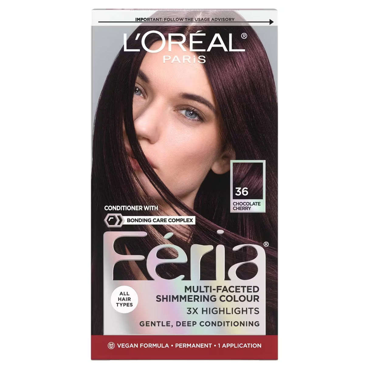 L’Oréal Paris Feria Permanent Hair Color – #36 Chocolate Cherry – 12 Pack