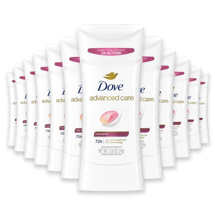 Dove Advanced Care Rose Petals Stick, 2.6 oz - 12 Pack | Dove - Pre Order