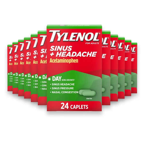 Tylenol - Acetaminophen Sinus + Headache Caplets - 24 Ct Each - 48 Pack | J&amp;J-MCNEIL - Cold Tabs