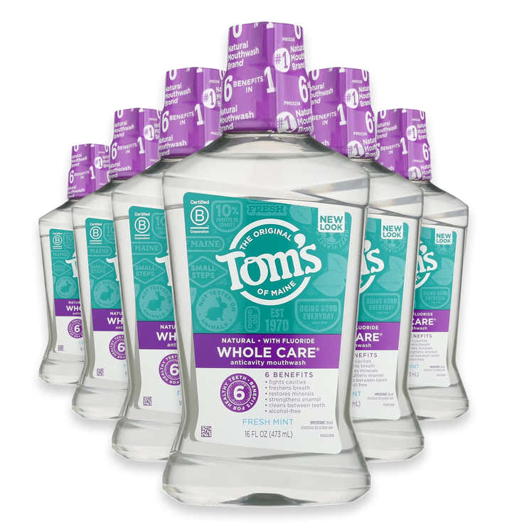 Tom’s of Maine Whole Care Mouthwash, Fresh Mint, 16 oz Bottles - 6 Pack | Tom's - Pre Order