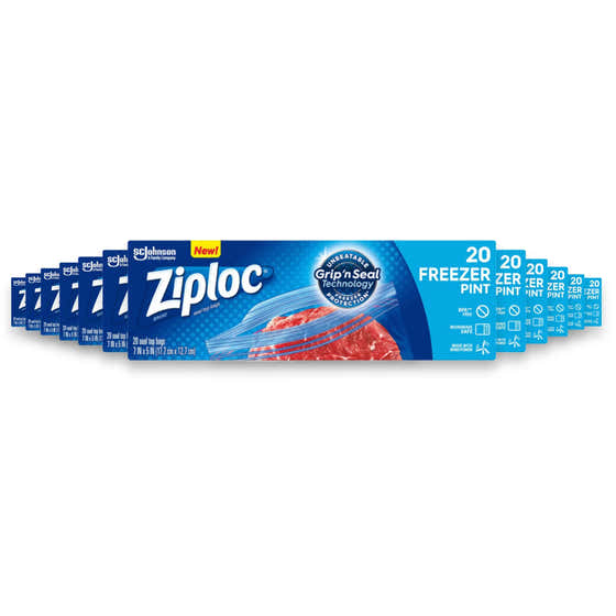Ziploc Pint Freezer Bags, 20ct - 12 Pack | Ziploc - Paper Products