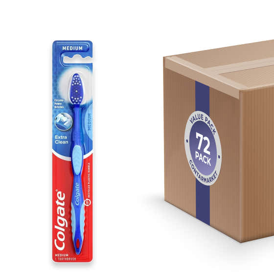 Colgate - Extra Clean Full Head Toothbrush, Variety Colors, Medium, 1 Ea - 72 Pack | Colgate - Colgate