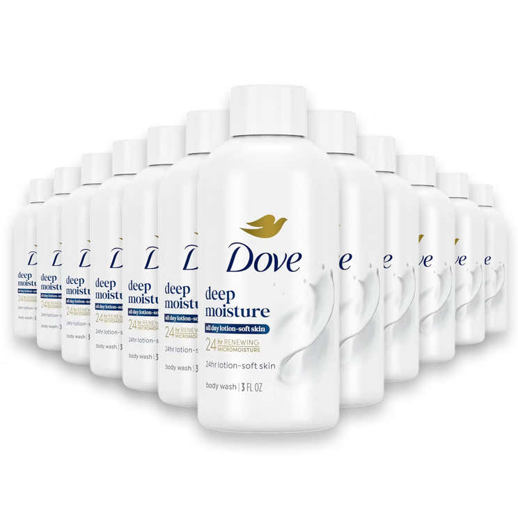 Dove Body Wash Deep Moisture for Dry Skin 3 oz - 24 pack - Travel Size | Dove - Pre Order