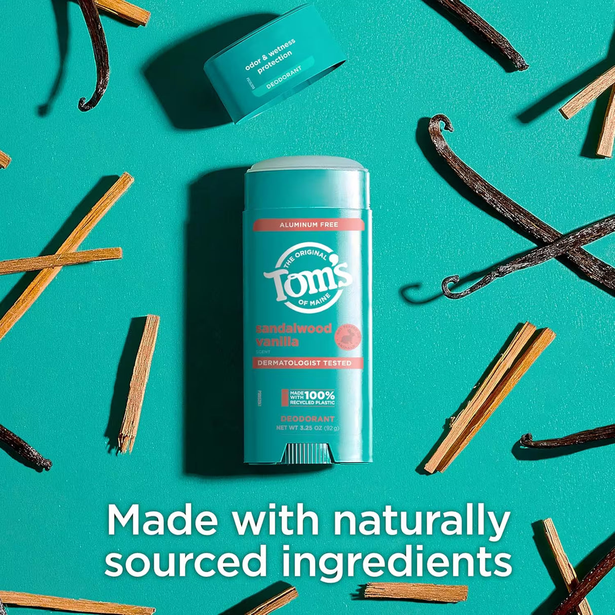 Tom’s of Maine Sandalwood Vanilla Aluminum-Free Deodorant Stick - 3.25 oz - 12 Pack