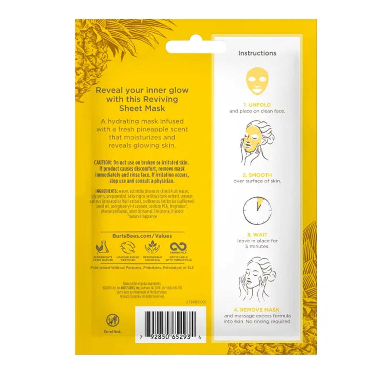 Burt’s Bees Reviving Sheet Mask – Single Use – 48 Pack