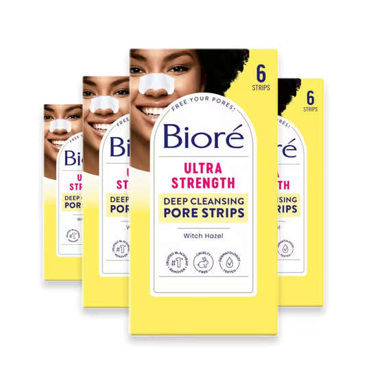 Bioré - Witch Hazel Ultra Deep Cleansing Pore Strips, Blackhead Removing, Oil-Free, Non-Comedogenic - 6 Ct - 4 Pack OPEN B...